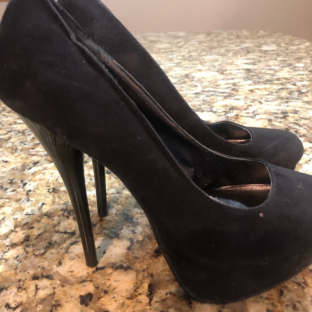 Black suede heels